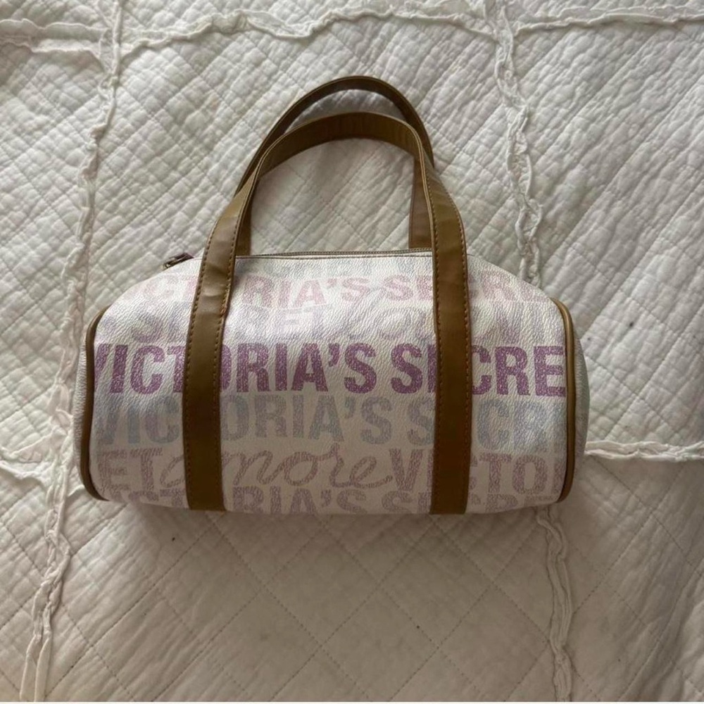 Victoria's Secret White and Tan Travel Bag
